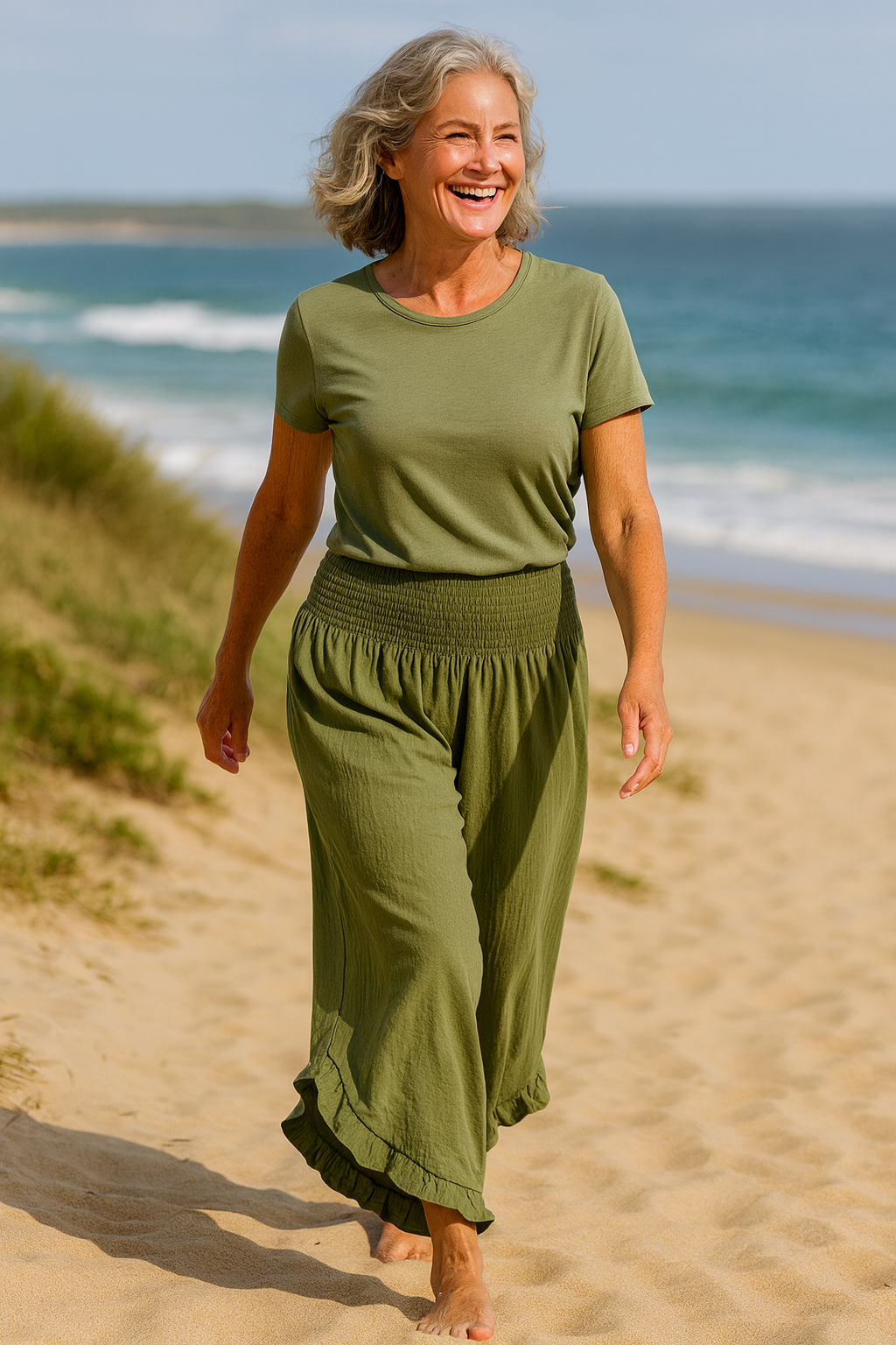 Tavina | Pantalon femme en coton et lin, léger et confortable pour l'été