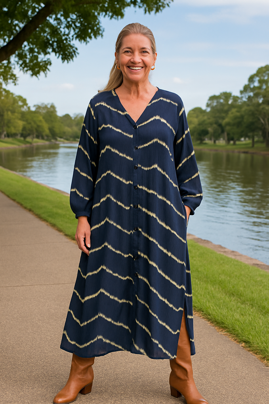 Selora | Robe femme confort à rayures boho, fluide et flatteuse