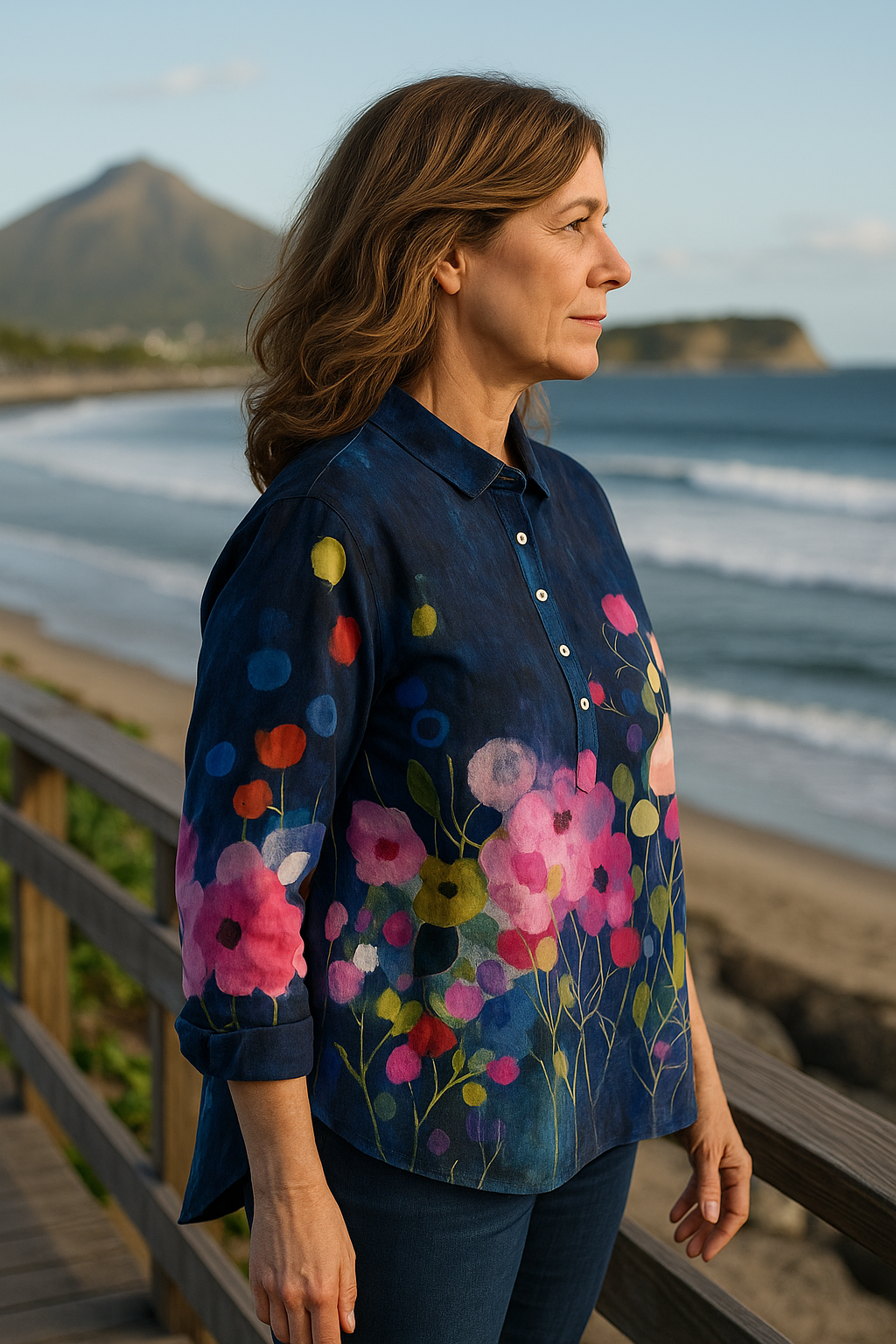 Flora | Blouse femme chemisier imprimé floral, léger infroissable pour l'été