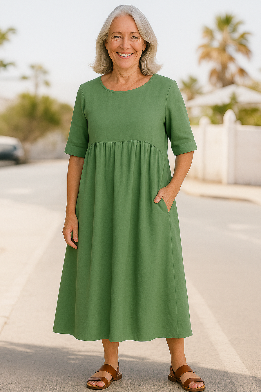 Anora | Robe femme en coton flatteuse à poches, confortable et élégante