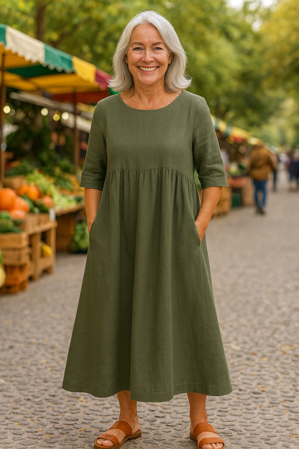 Anora | Robe femme en coton flatteuse à poches, confortable et élégante