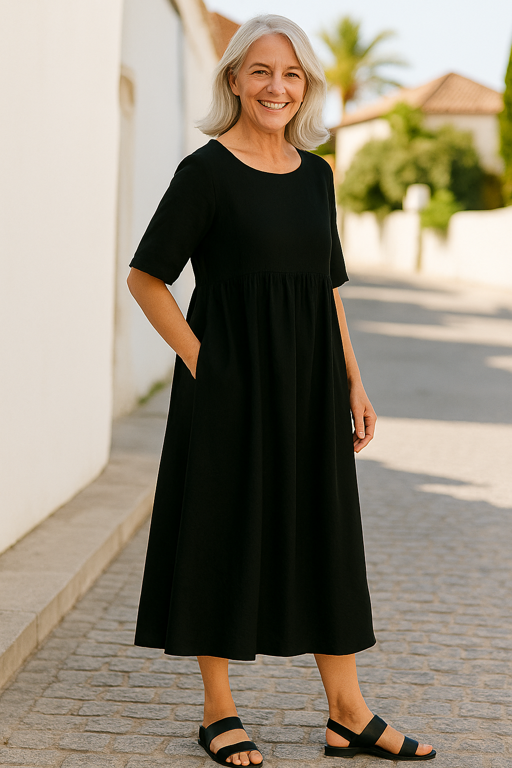 Anora | Robe femme en coton flatteuse à poches, confortable et élégante