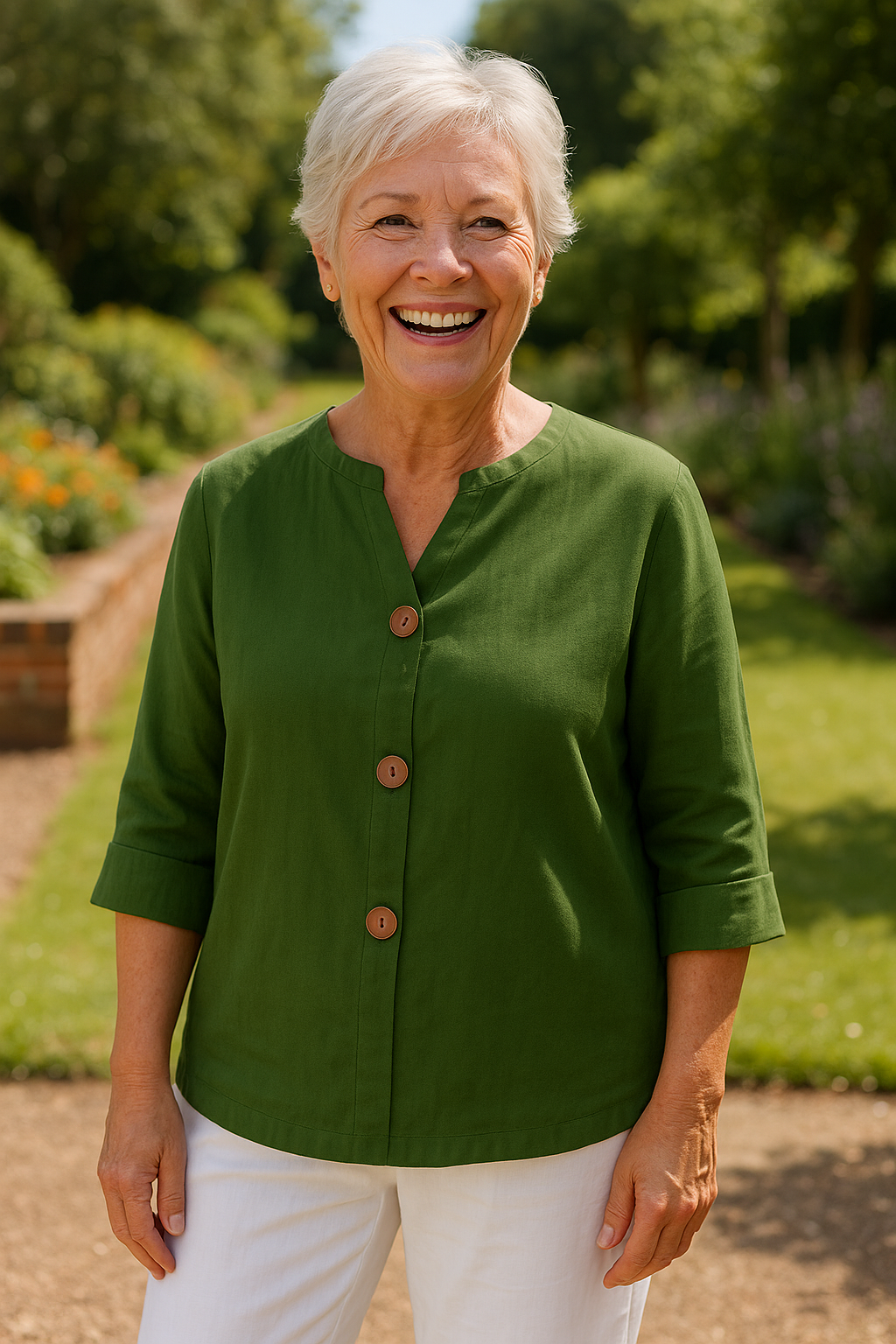Sage | Blouse femme boutonnée en coton-lin, fluide et couvrante