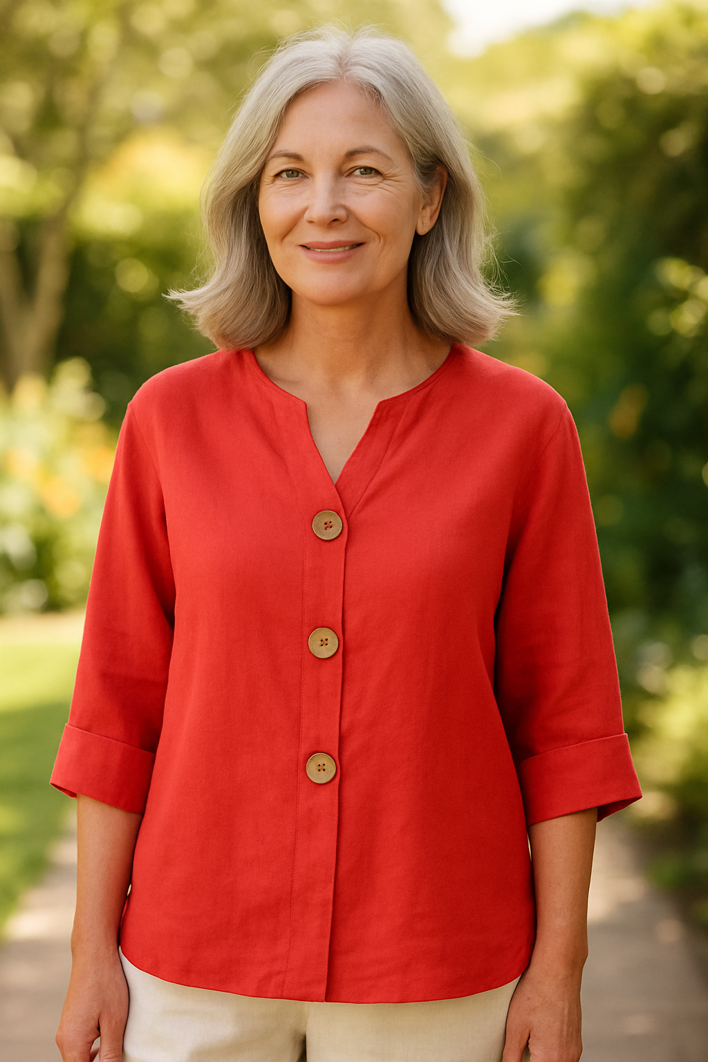 Sage | Blouse femme boutonnée en coton-lin, fluide et couvrante