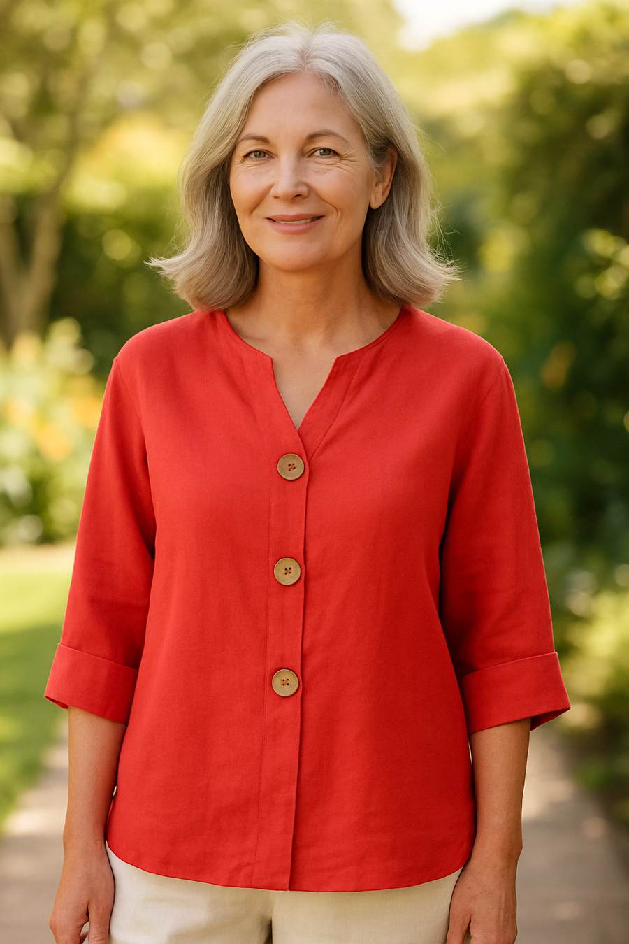 Sage | Blouse femme boutonnée en coton-lin, fluide et couvrante