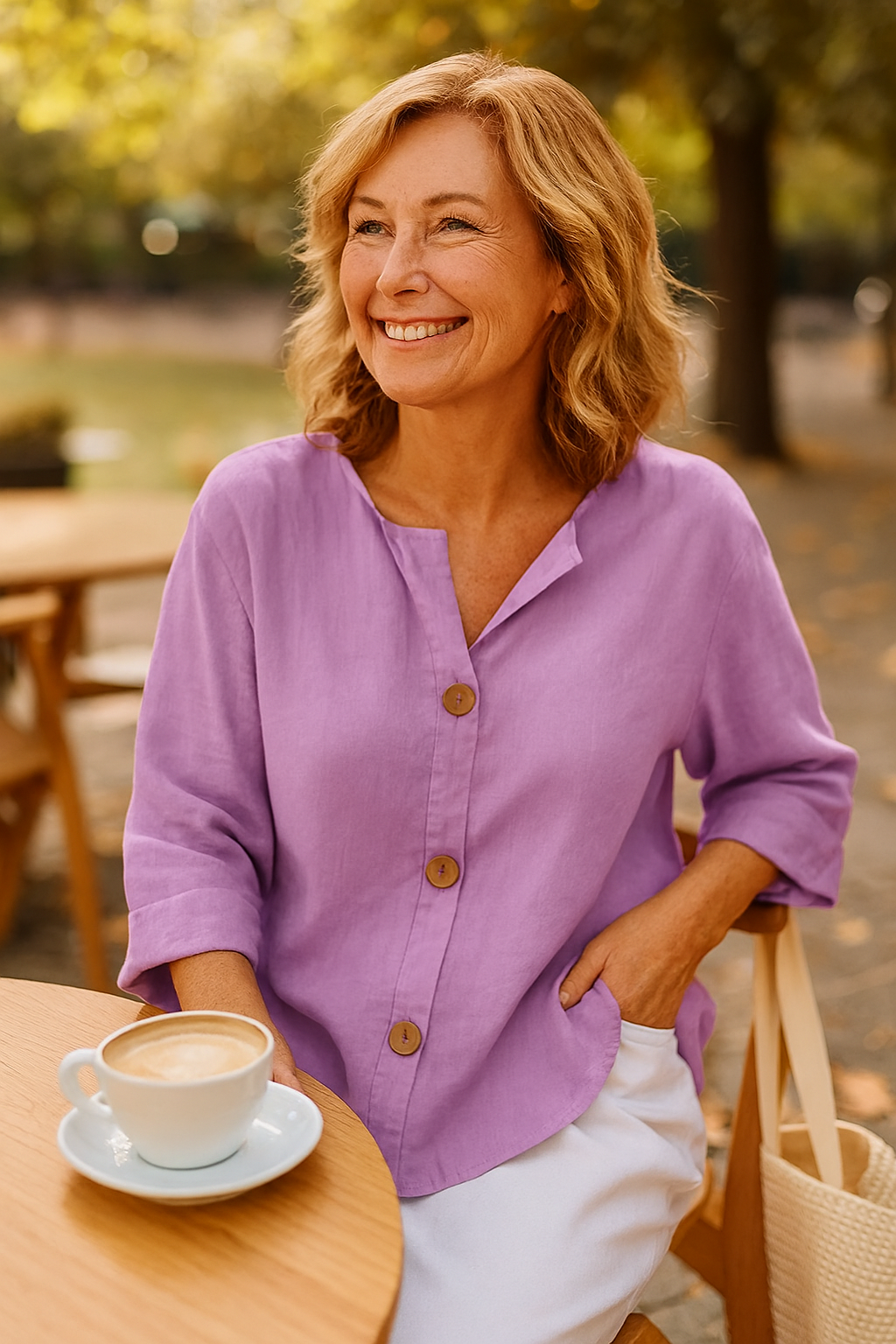 Sage | Blouse femme boutonnée en coton-lin, fluide et couvrante