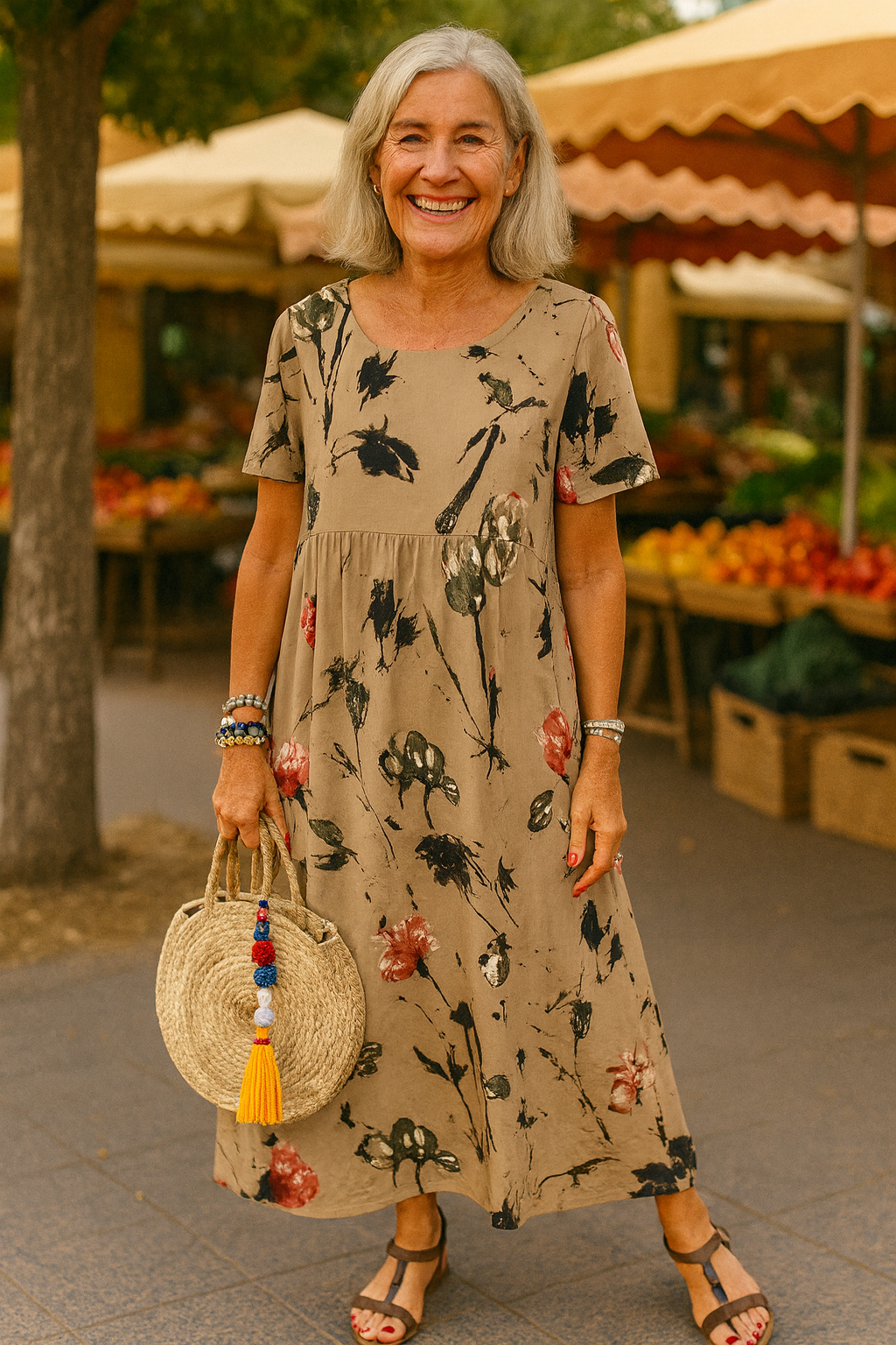 Lucie | Robe longue femme florale vintage, légère flatteuse et élégante