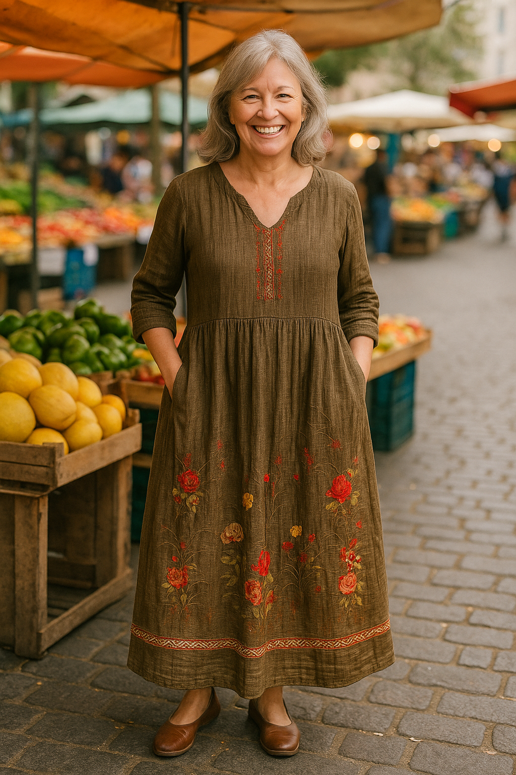 Noelia | Robe longue femme confort élégante, fluide au quotidien