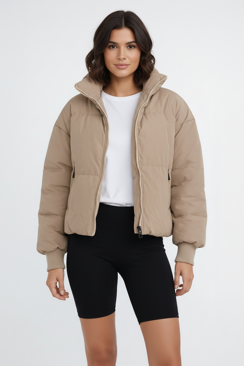 Doudoune Courte Femme Matelassée Chaude Coupe Crop