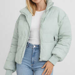 Doudoune Courte Femme Matelassée Chaude Coupe Crop