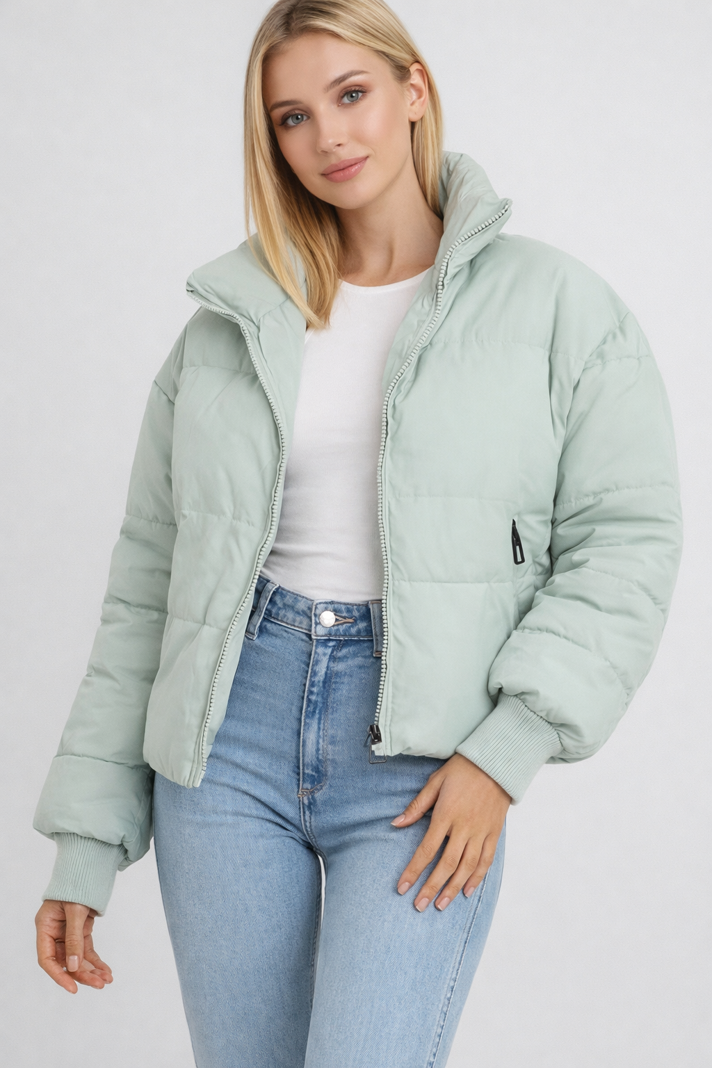 Doudoune Courte Femme Matelassée Chaude Coupe Crop