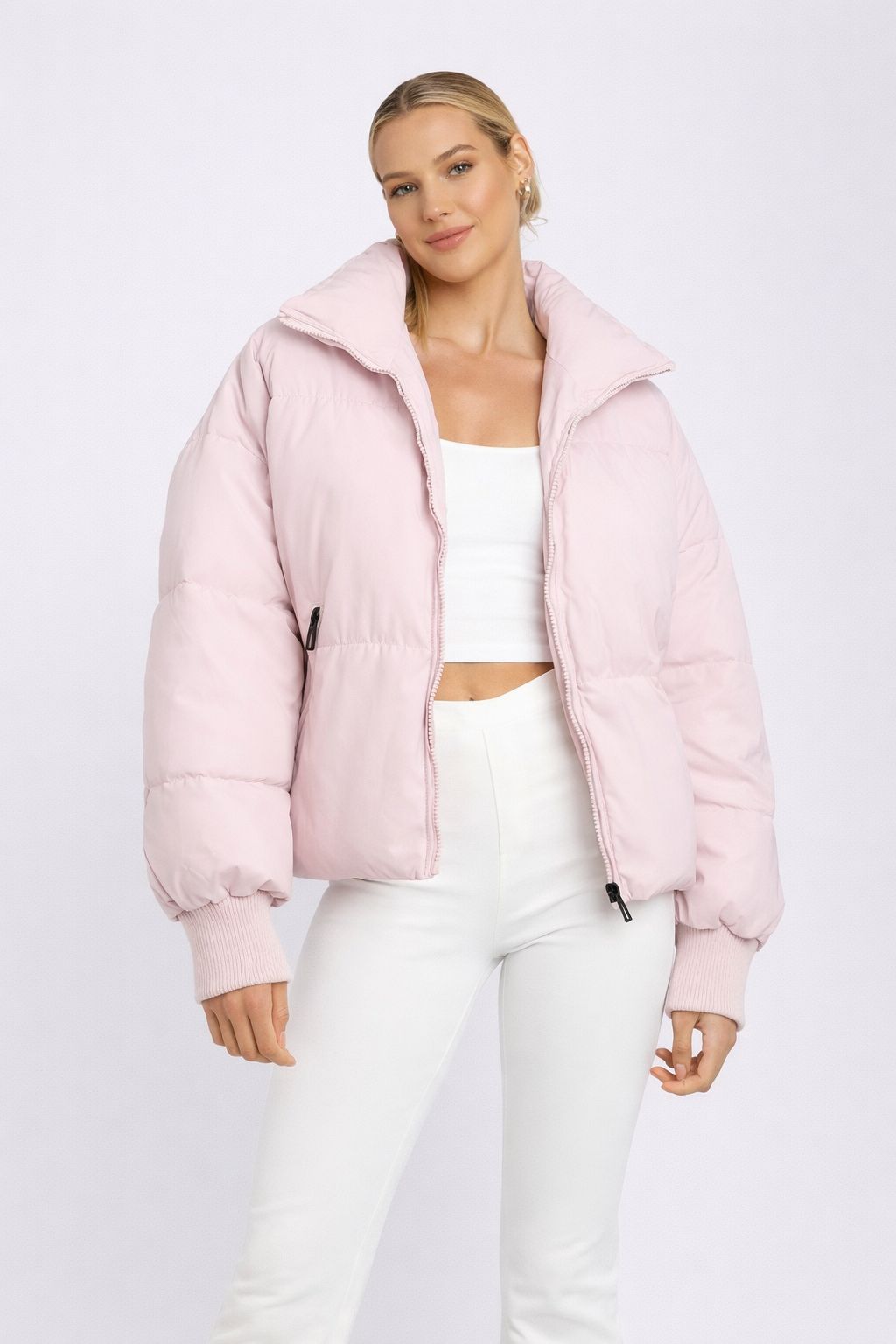 Doudoune Courte Femme Matelassée Chaude Coupe Crop