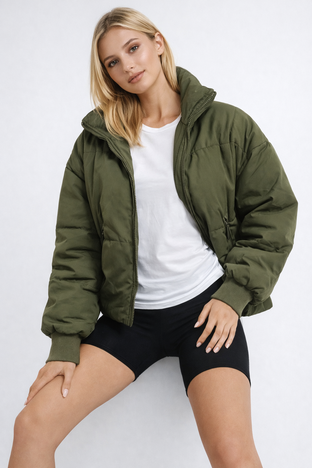 Doudoune Courte Femme Matelassée Chaude Coupe Crop