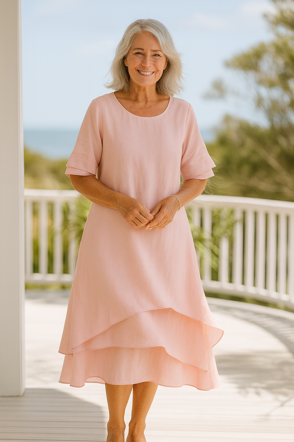 Clara | Robe midi femme fluide en coton respirant, style décontracté chic
