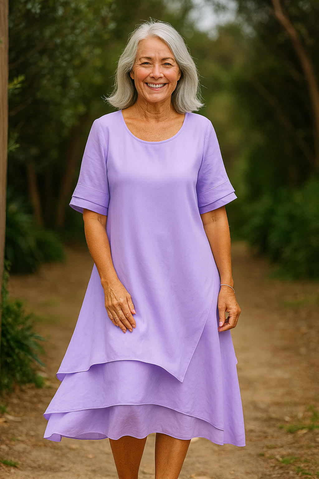 Clara | Robe midi femme fluide en coton respirant, style décontracté chic