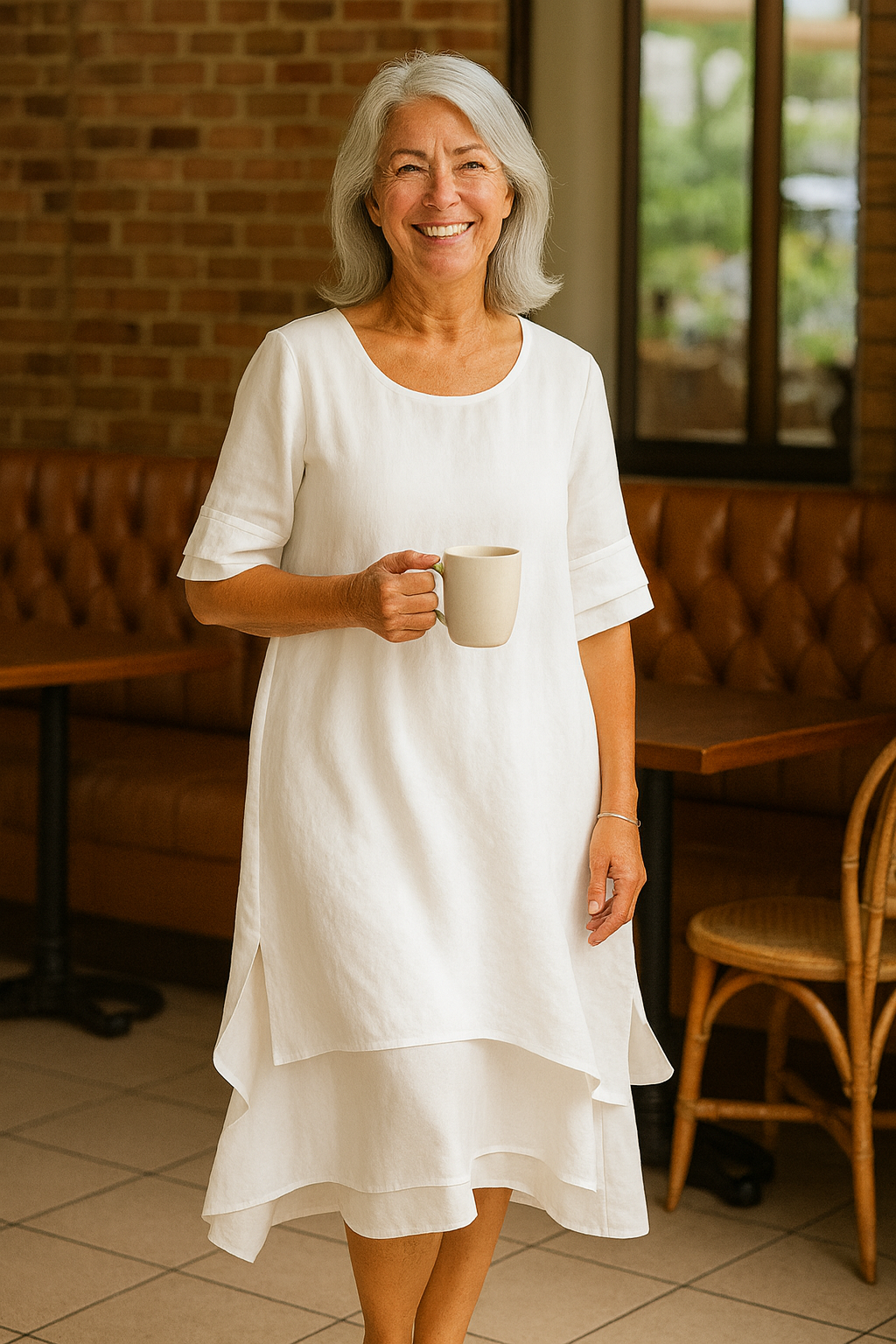 Clara | Robe midi femme fluide en coton respirant, style décontracté chic