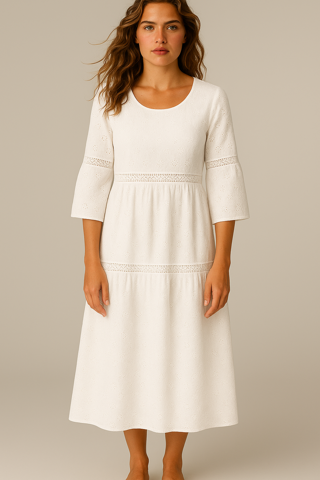 Eloise | Robe femme fluide à dentelle légère, élégante et décontractée mi-saison