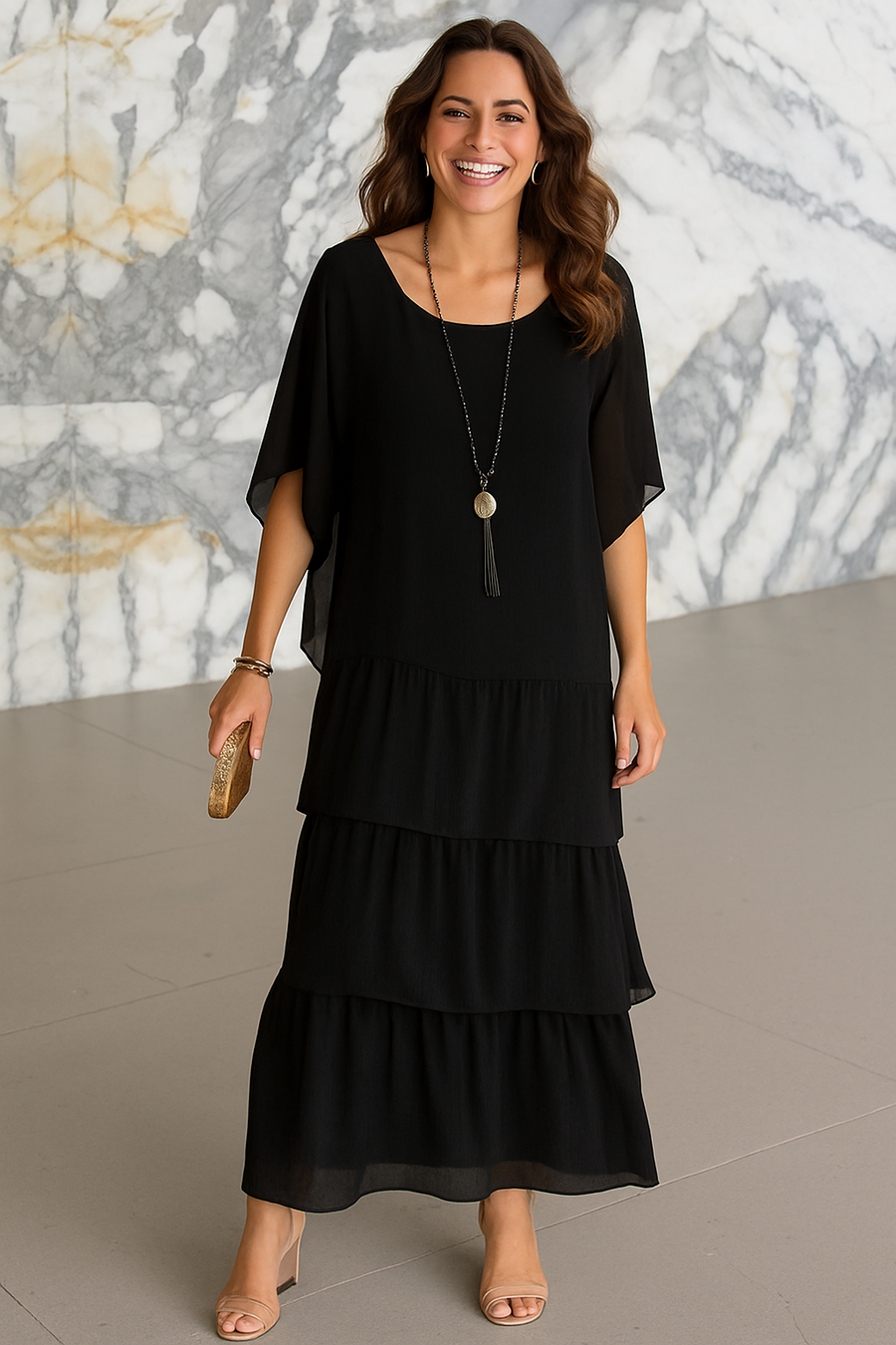 Juliette | Robe longue femme élégante fluide, couvrante et flatteuse