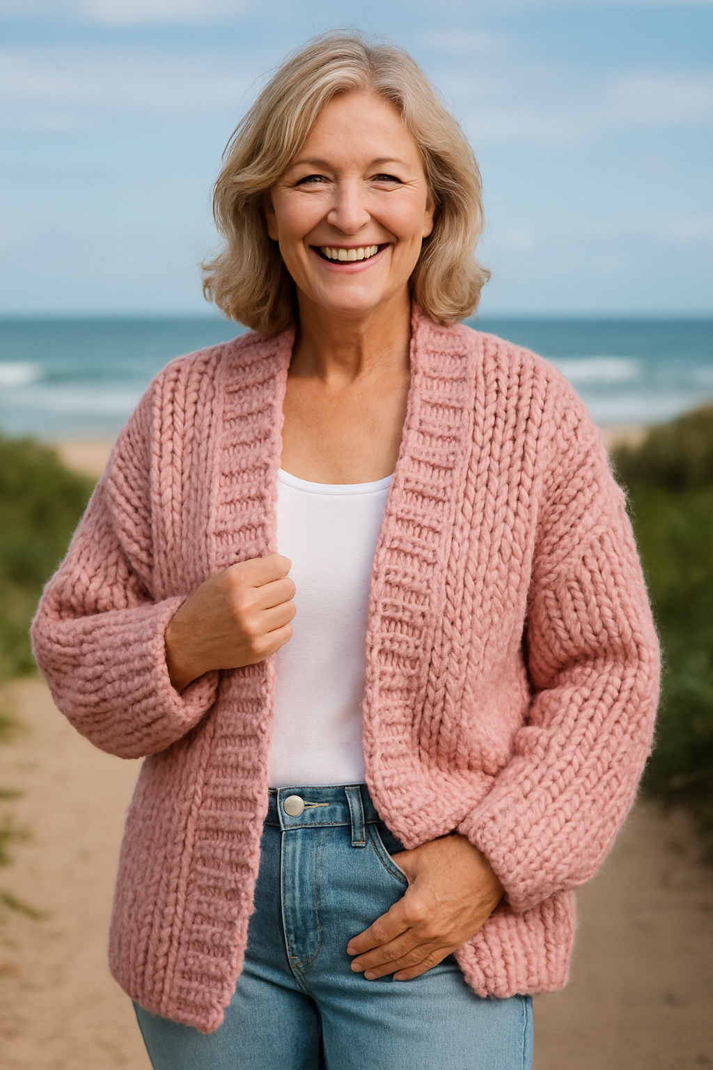 Adélaïde | Cardigan femme grande taille en maille douce, coupe ample lavable en machine