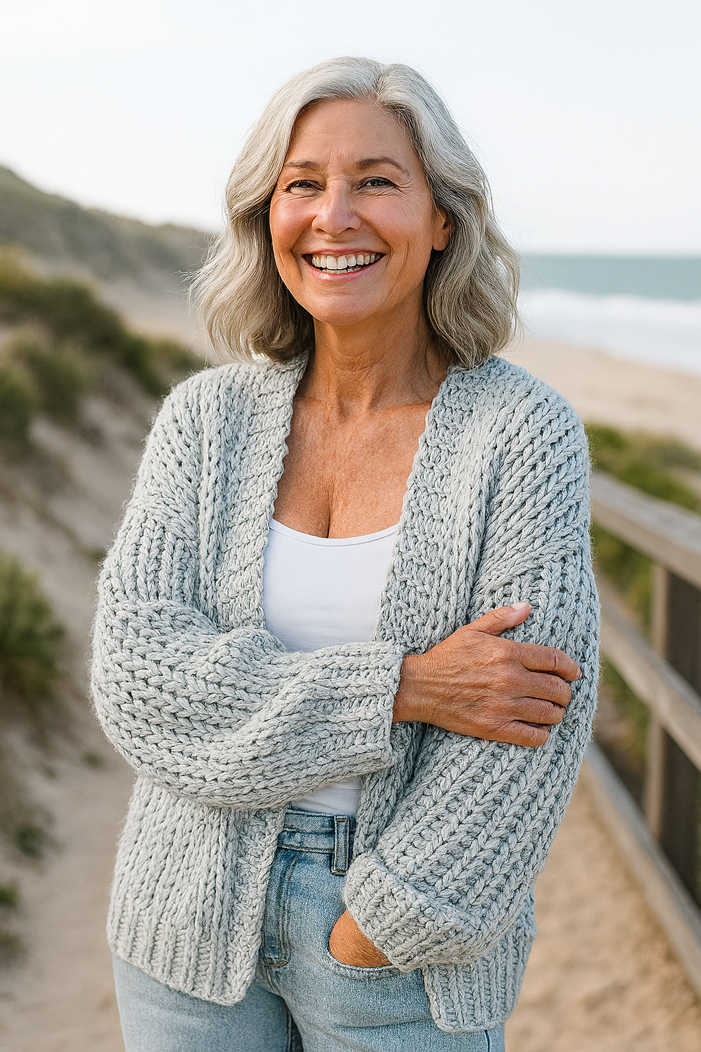 Adélaïde | Cardigan femme grande taille en maille douce, coupe ample lavable en machine
