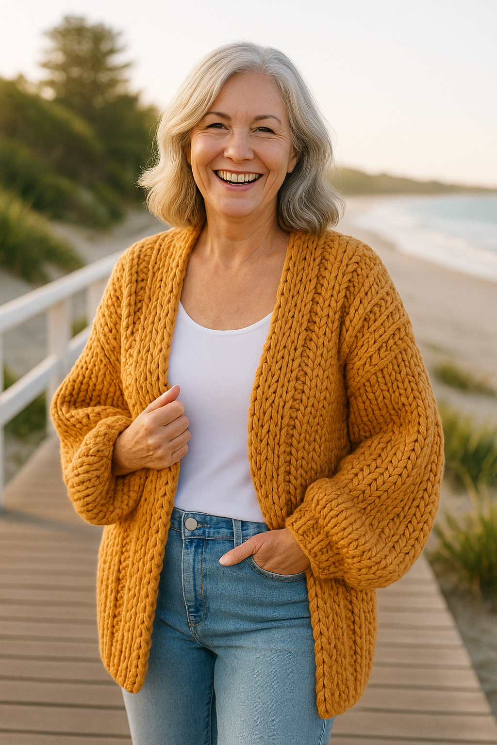 Adélaïde | Cardigan femme grande taille en maille douce, coupe ample lavable en machine