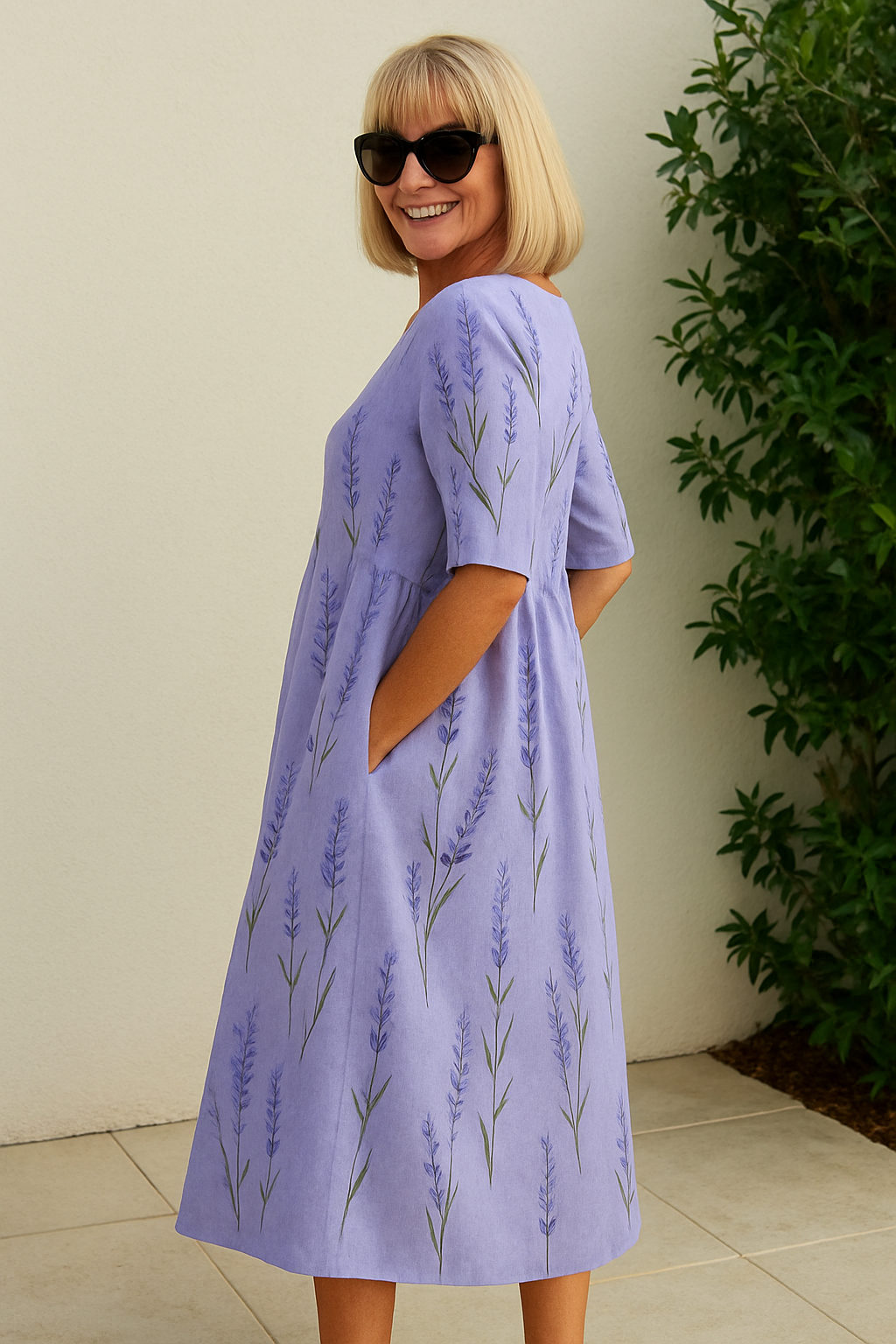 Eliza | Robe midi femme décontractée élégante, fluide au quotidien