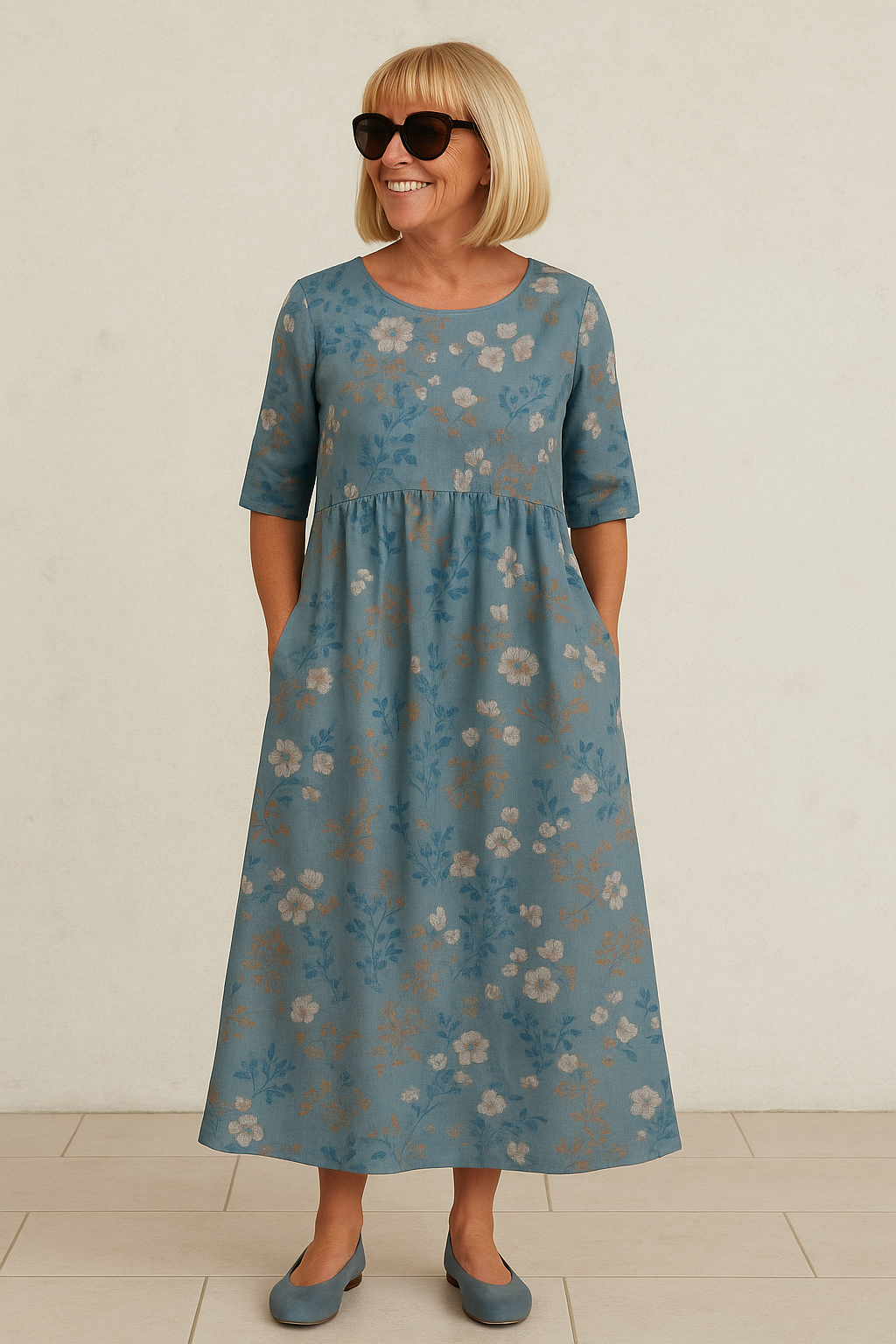 Eliza | Robe midi femme décontractée élégante, fluide au quotidien