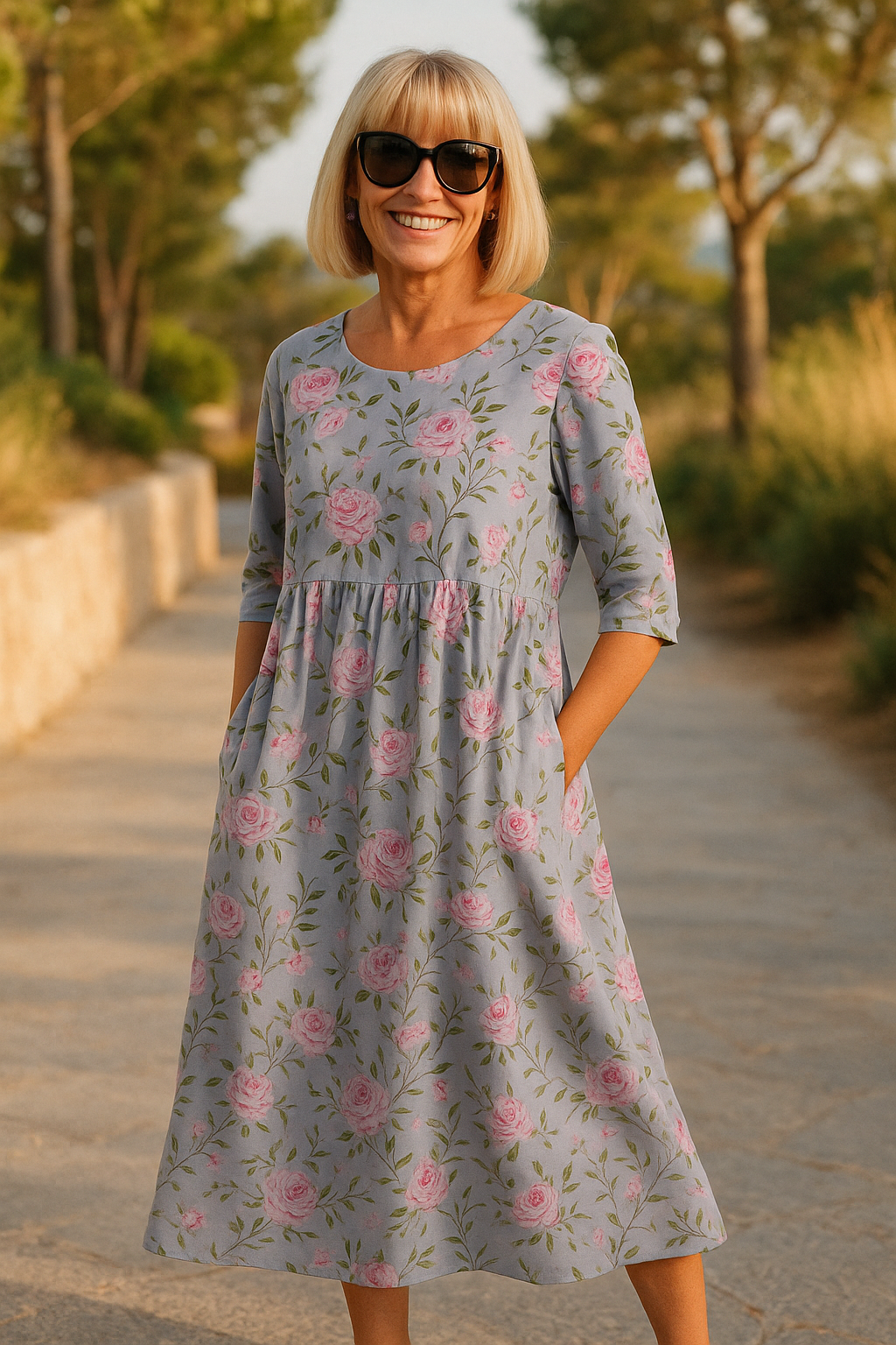 Eliza | Robe midi femme décontractée élégante, fluide au quotidien