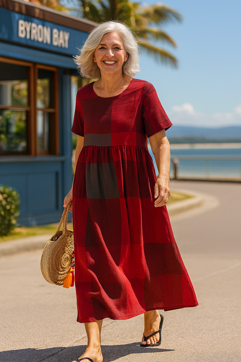 Avina | Robe mi-longue femme fluide décontractée, respirante pour sorties détente
