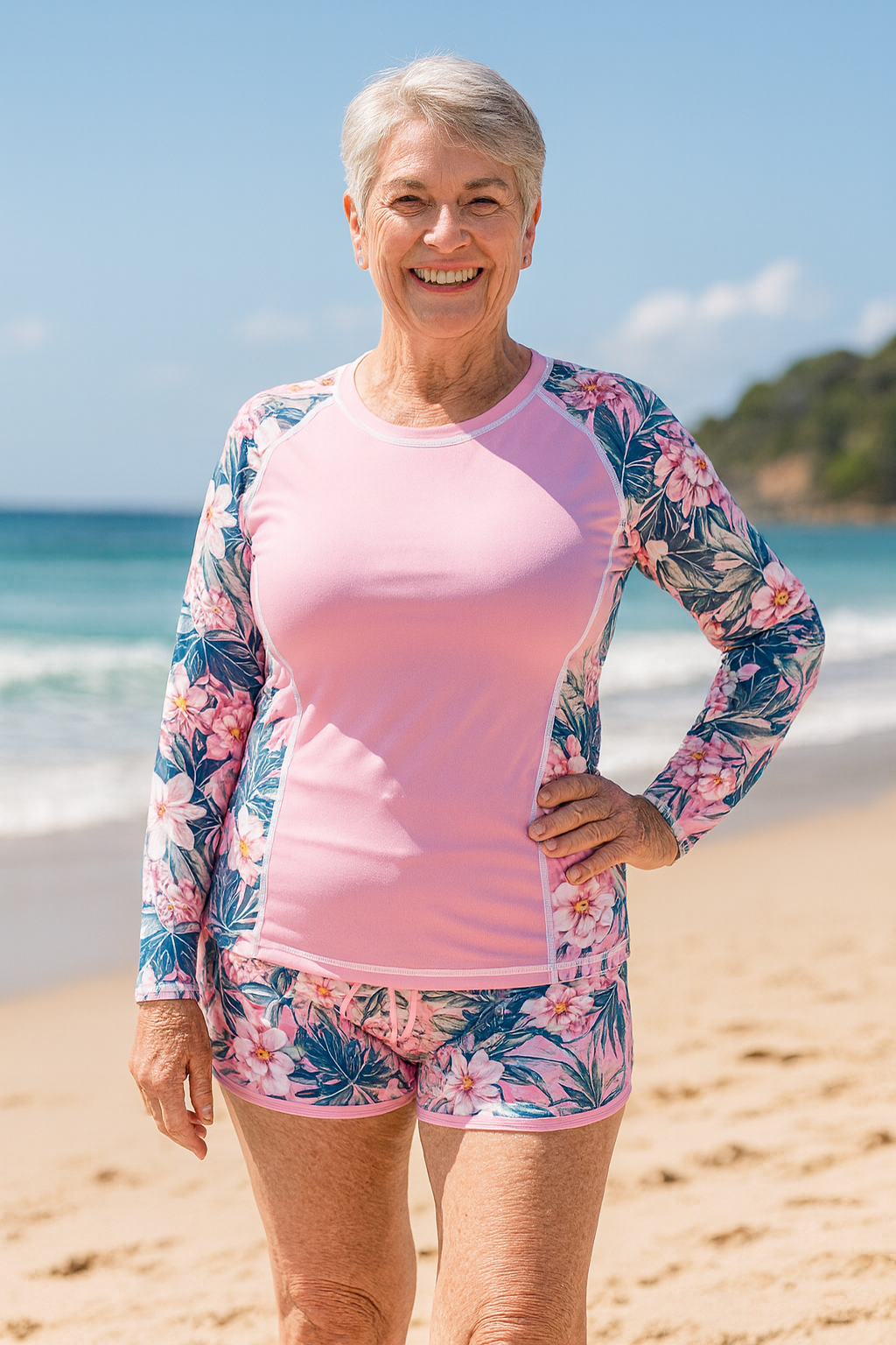 Océane | Tankini femme anti-UV manches longues, léger protection solaire UPF 50+