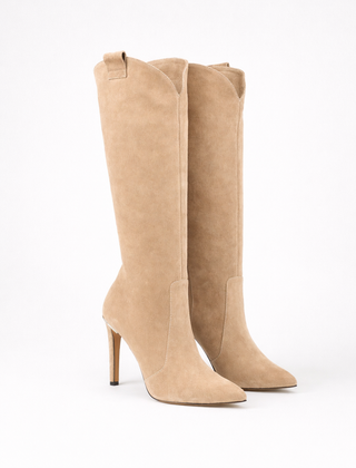 Bottes Femme à Talon Hautes Élégantes en Daim