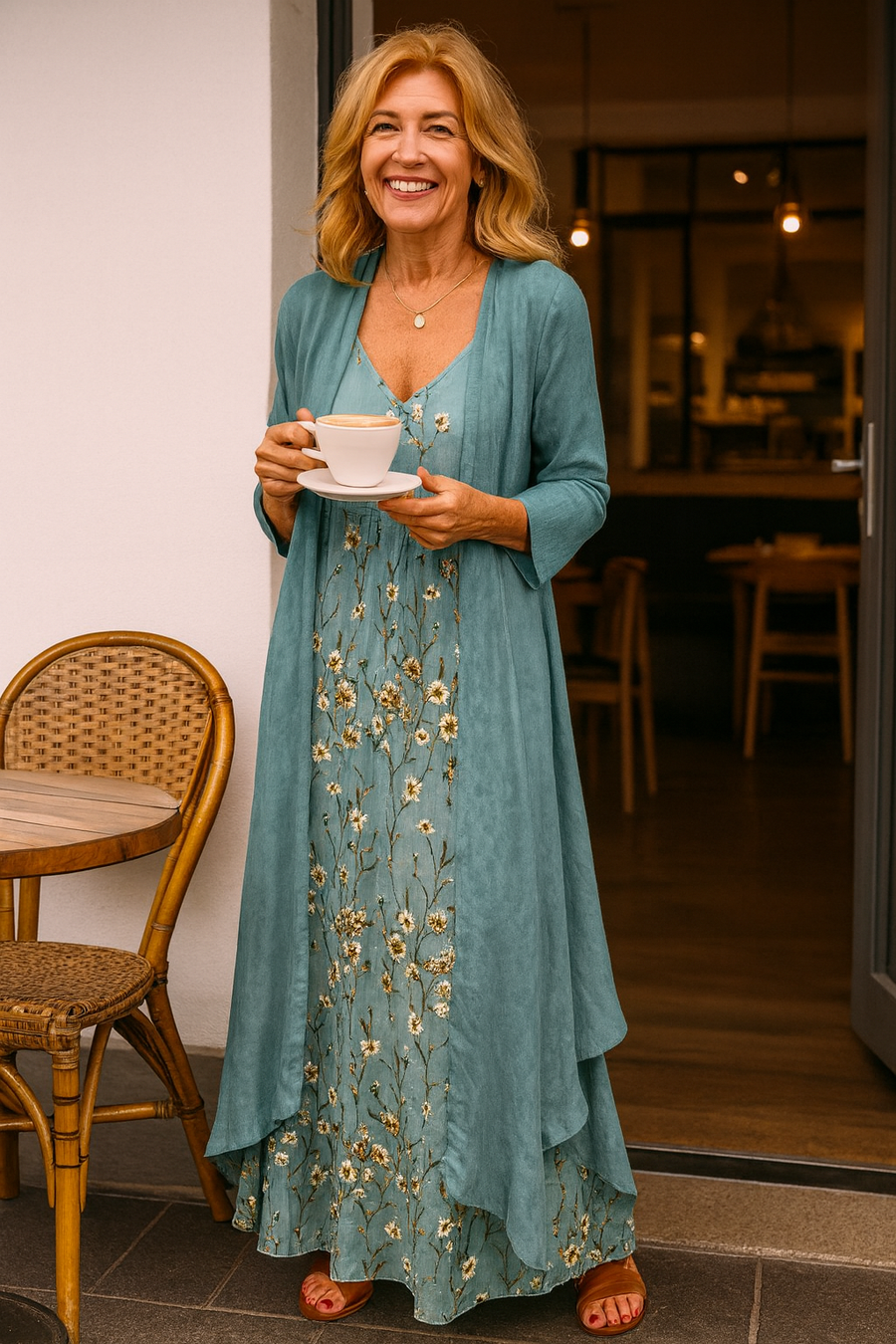 Mariselle | Ensemble deux pièces femme robe longue fluide et veste légère, pour mariage