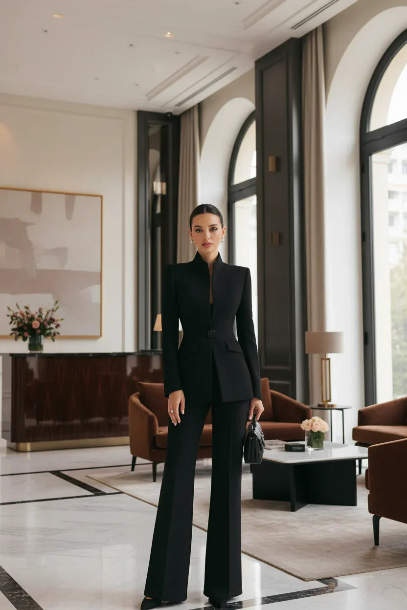 Michelle | Ensemble tailleur femme, blazer et pantalon palazzo élégant
