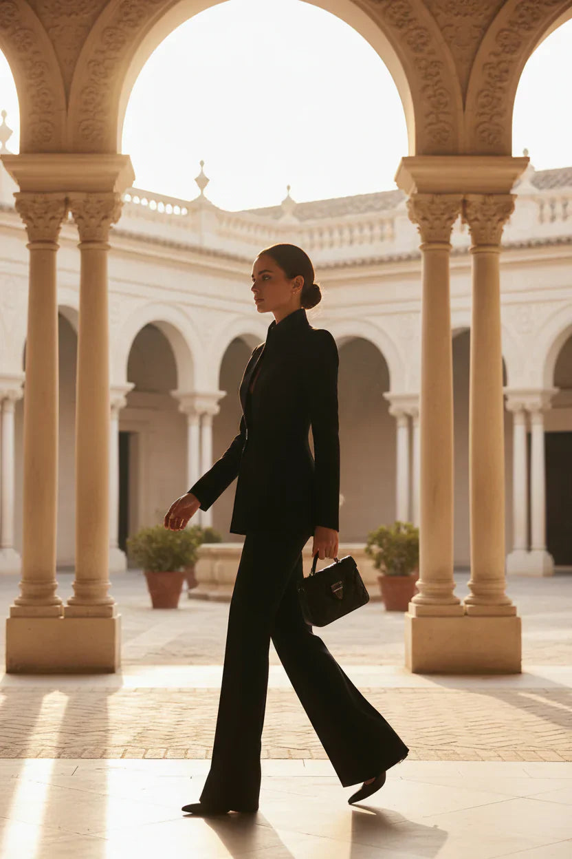 Michelle | Ensemble tailleur femme, blazer et pantalon palazzo élégant