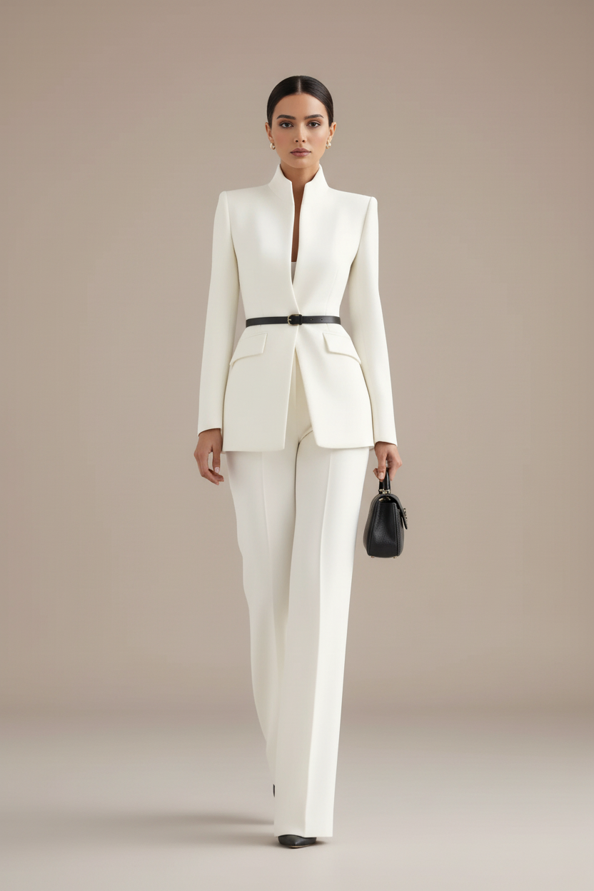 Michelle | Ensemble tailleur femme, blazer et pantalon palazzo élégant