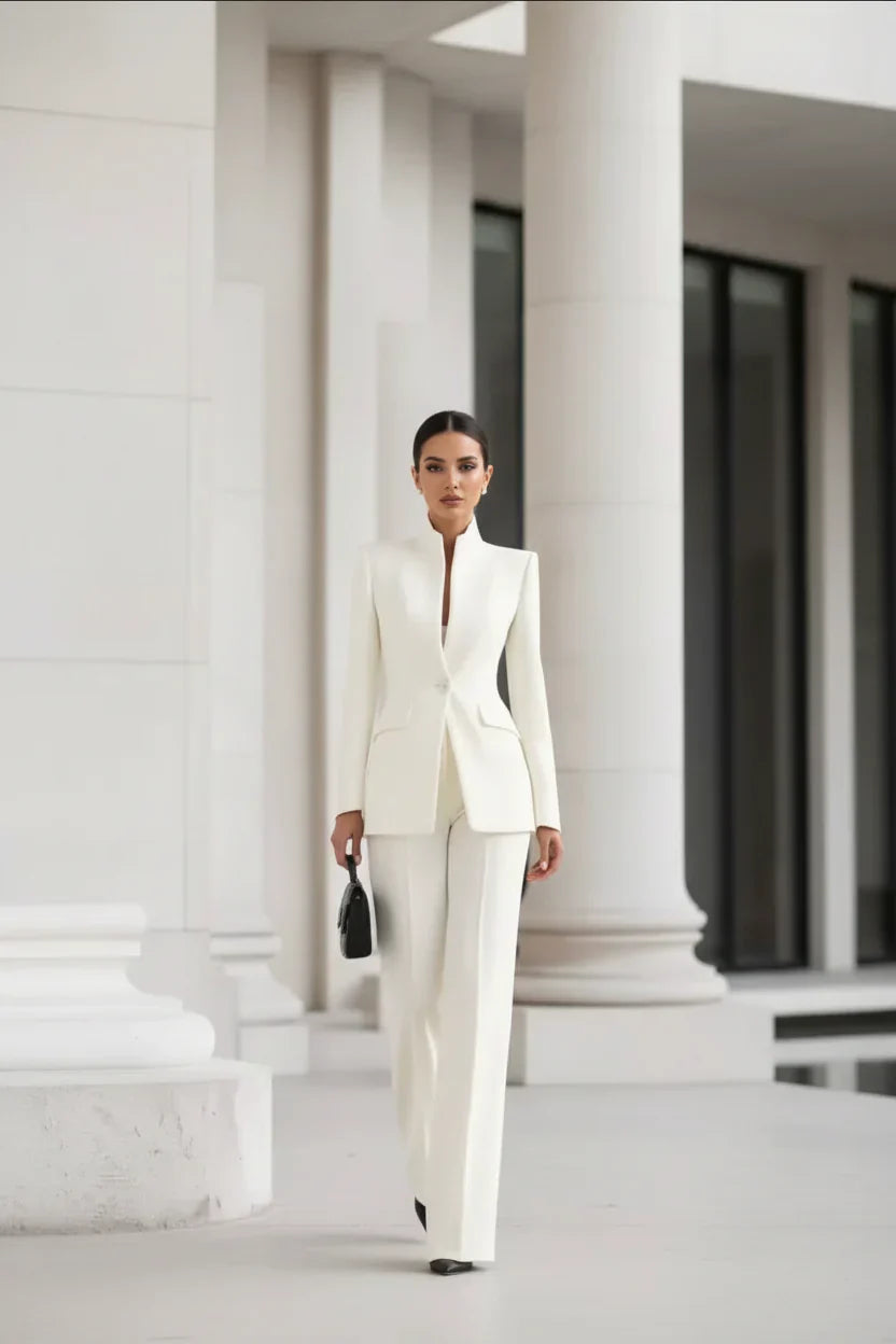 Michelle | Ensemble tailleur femme, blazer et pantalon palazzo élégant