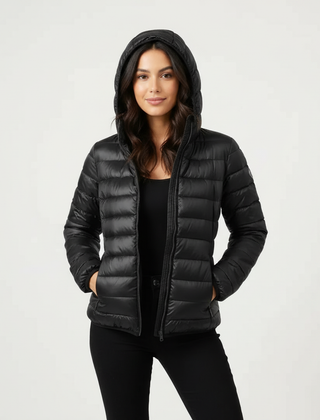 Doudoune Femme Matelassée Coupe Sport à Capuche