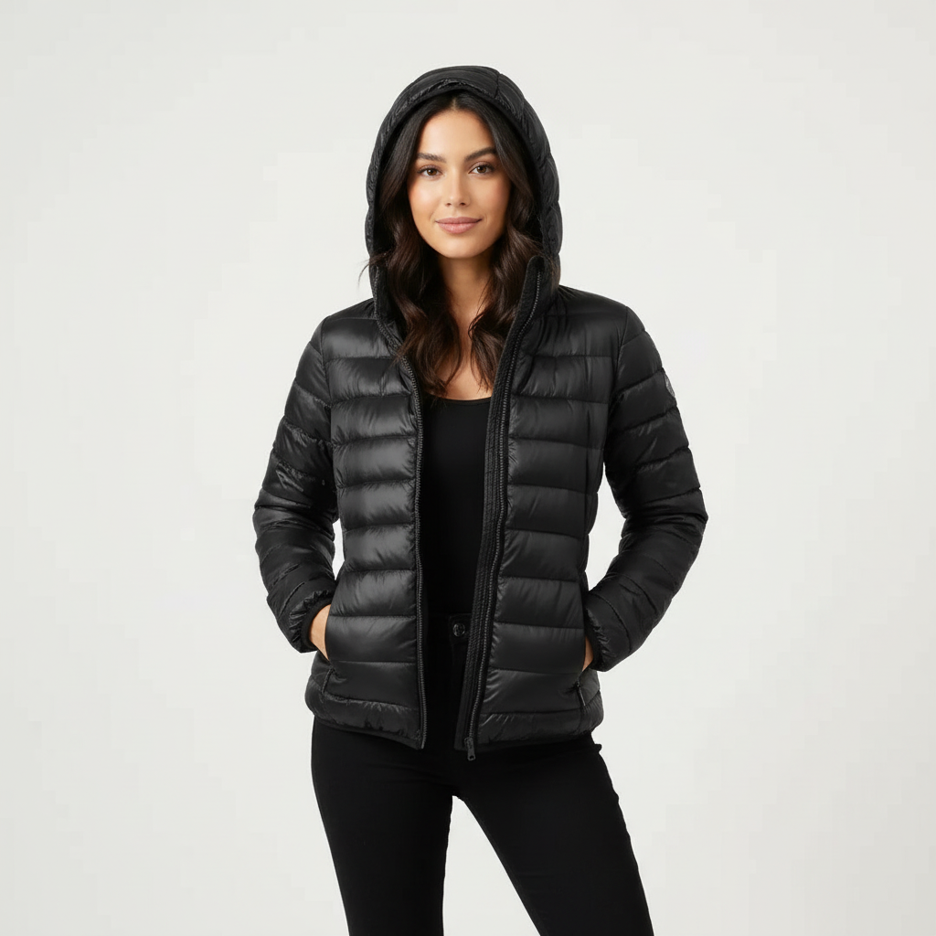 Doudoune Femme Matelassée Coupe Sport à Capuche
