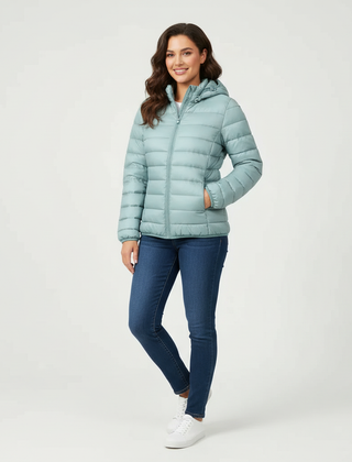 Doudoune Femme Matelassée Coupe Sport à Capuche