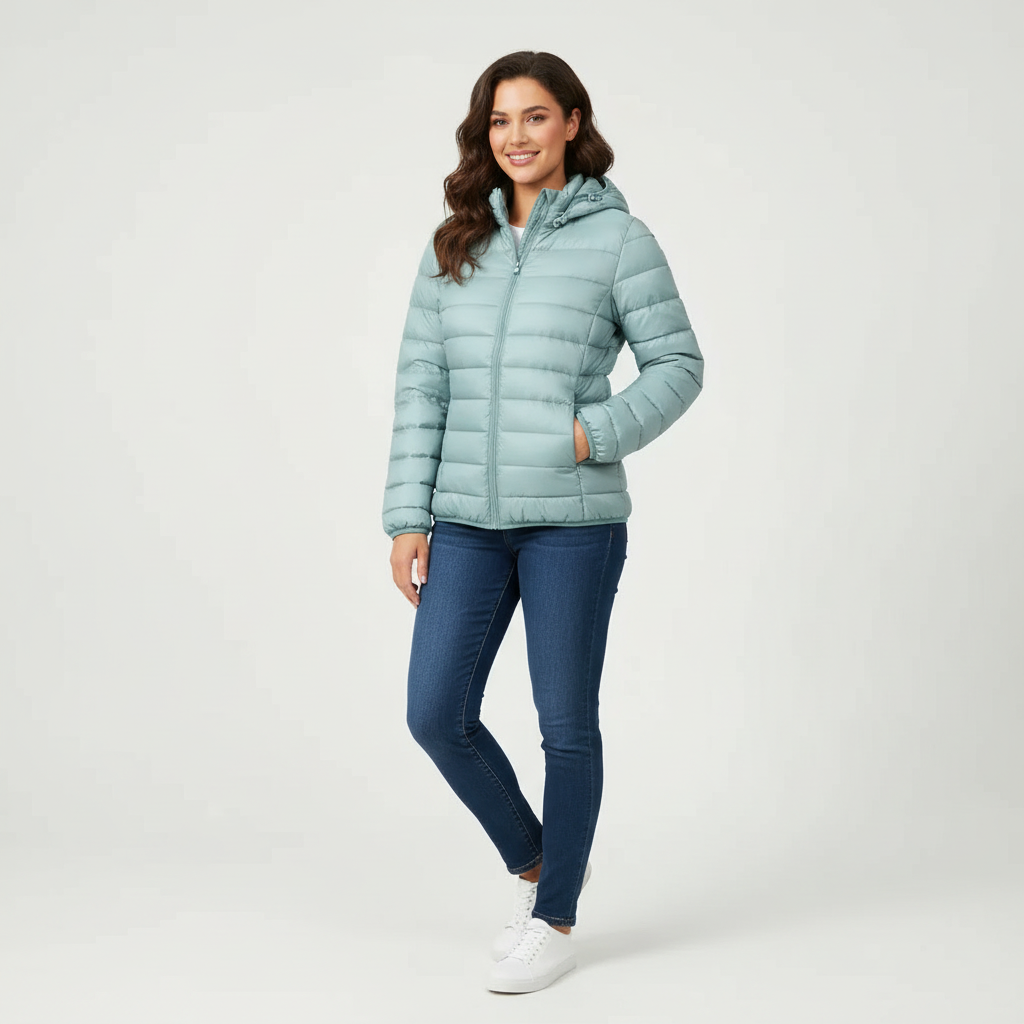 Doudoune Femme Matelassée Coupe Sport à Capuche