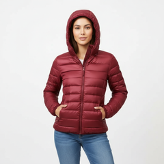 Doudoune Femme Matelassée Coupe Sport à Capuche