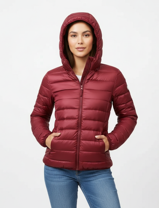 Doudoune Femme Matelassée Coupe Sport à Capuche