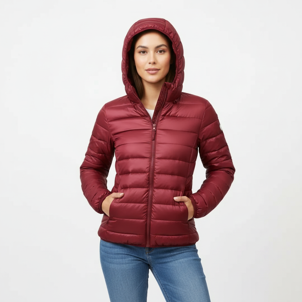Doudoune Femme Matelassée Coupe Sport à Capuche