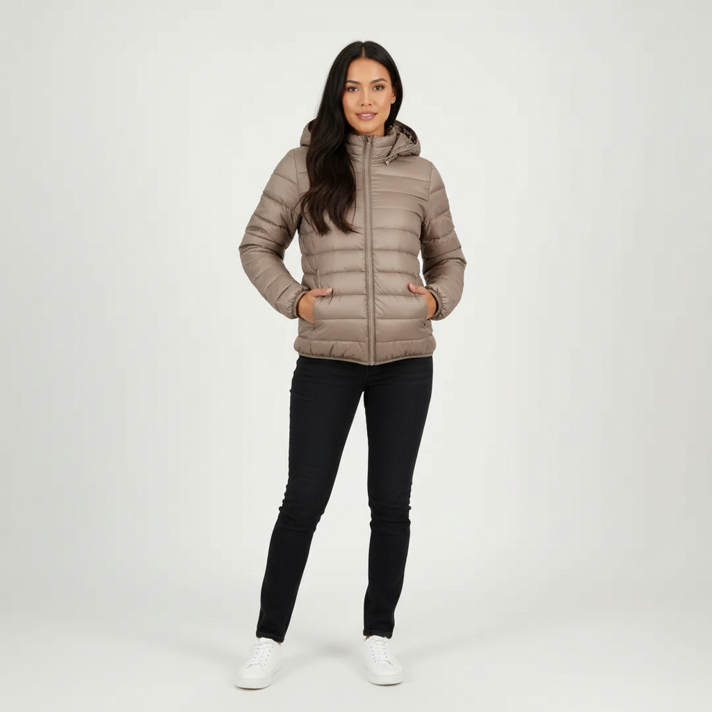 Doudoune Femme Matelassée Coupe Sport à Capuche