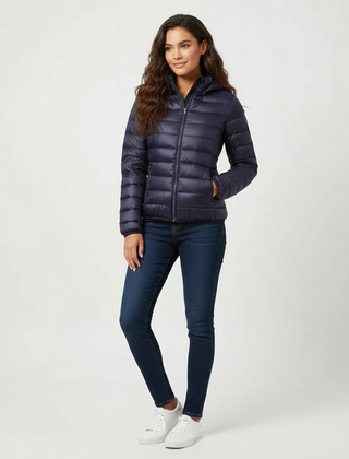 Doudoune Femme Matelassée Coupe Sport à Capuche