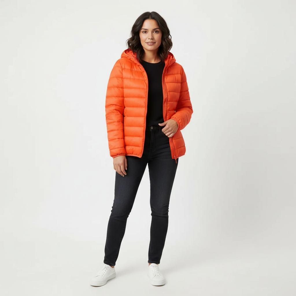 Doudoune Femme Matelassée Coupe Sport à Capuche