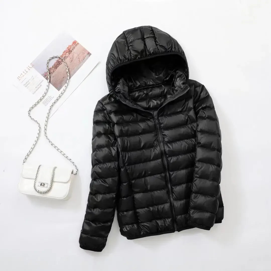 Doudoune Femme Matelassée Coupe Sport à Capuche
