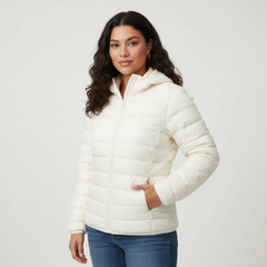 Doudoune Femme Matelassée Coupe Sport à Capuche