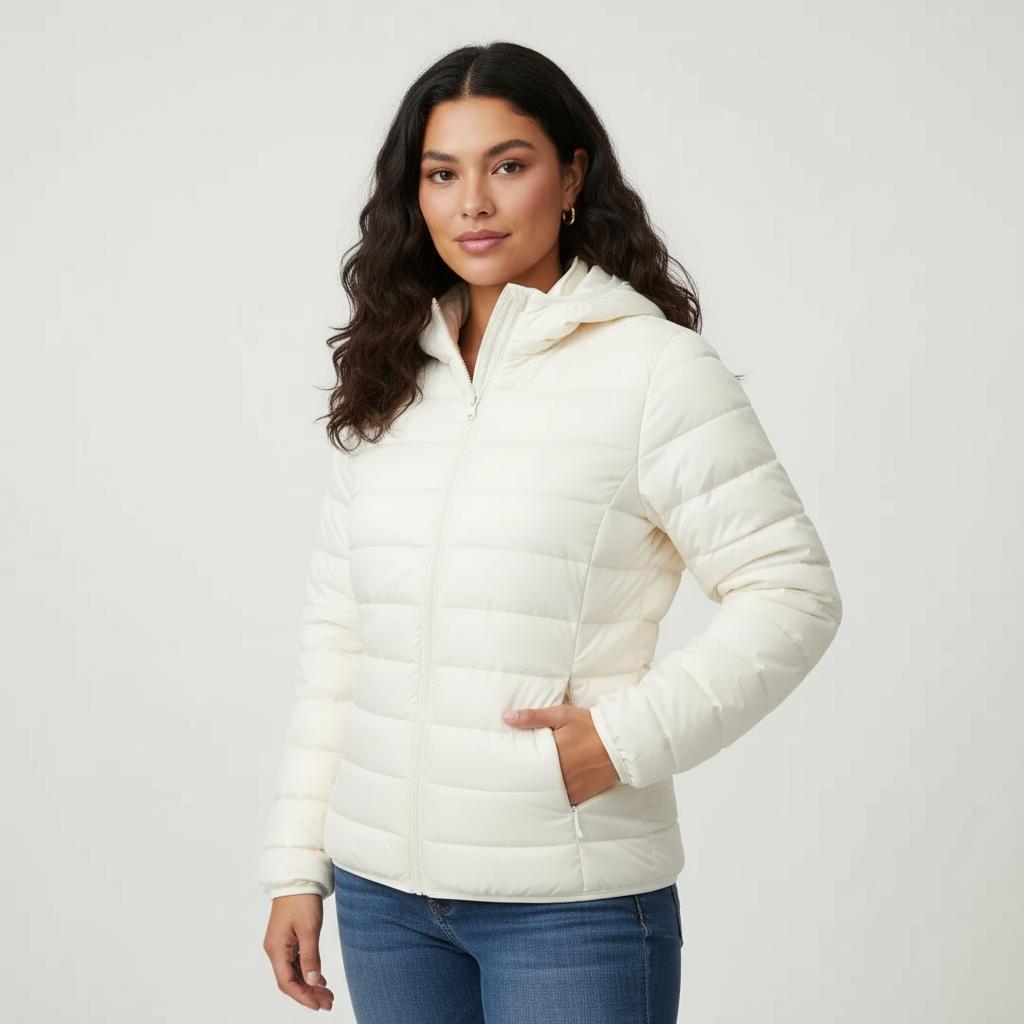 Doudoune Femme Matelassée Coupe Sport à Capuche