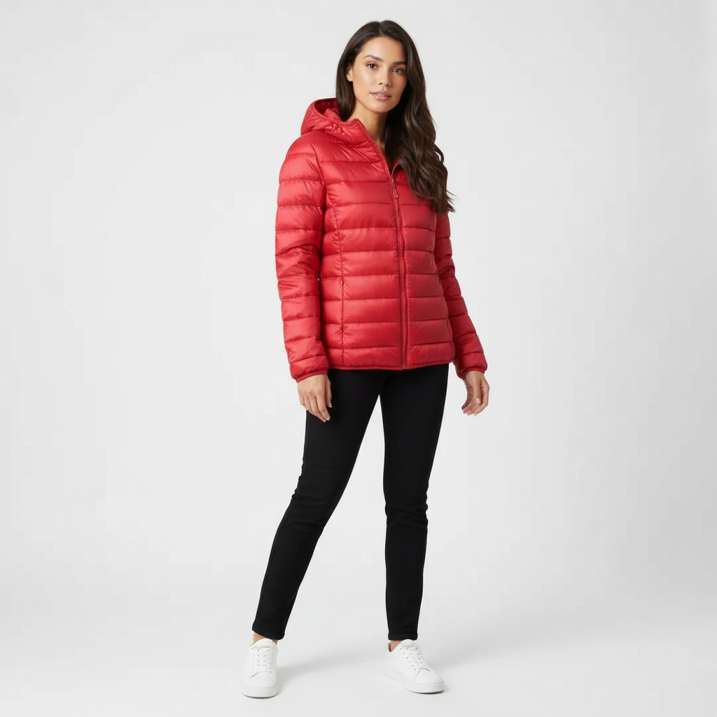 Doudoune Femme Matelassée Coupe Sport à Capuche